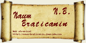 Naum Bratičanin vizit kartica